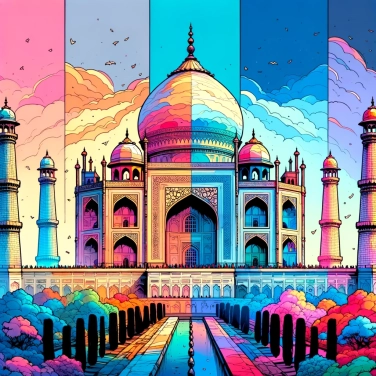 Erkläre warum ändert sich die Farbe des Taj Mahal im Laufe des Tages?