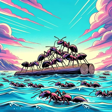 Erkläre warum bilden Ameisen Netze, um über das Wasser zu gehen?