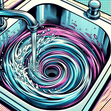 Erkläre warum das Wasser im Waschbecken beim Abfließen wirbelt?