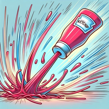 Erkläre warum der Ketchup plötzlich fließt, nachdem er blockiert war?