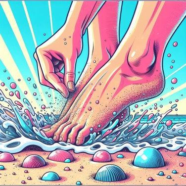 Erkläre warum der Sand an nassen Füßen am Strand klebt.