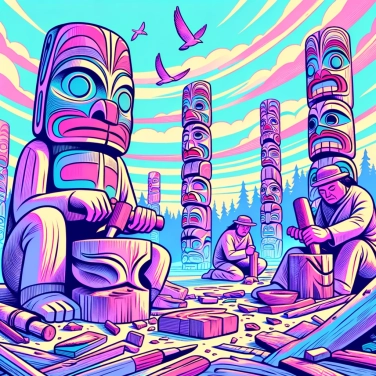 Erkläre warum die amerikanischen Ureinwohner geschnitzte Totems herstellten.