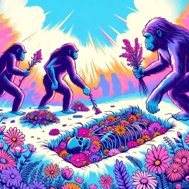 Erkläre warum die Neandertaler ihre Toten mit Blumen begruben.