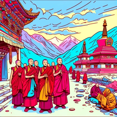 Erkläre warum die traditionelle Kleidung der tibetischen Mönche rot ist?
