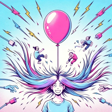 Erkläre warum ein Ballon an den Haaren kleben bleibt?