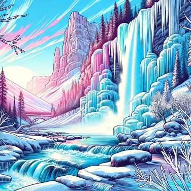 Erkläre warum einige gefrorene Wasserfälle im Winter erstarrt bleiben?