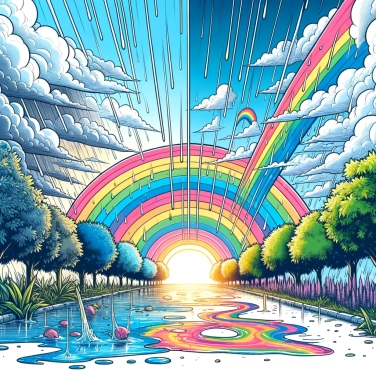 Erkläre warum erscheinen Regenbögen nach dem Regen?