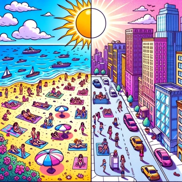 Erkläre warum es manchmal am Strand wärmer ist als in der Stadt.