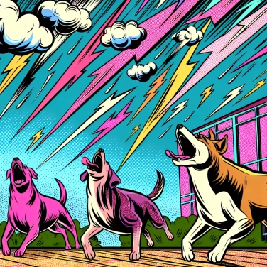 Erkläre warum Hunde bellen, wenn sie ein Gewitter hören.
