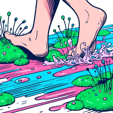 Erkläre warum ist der Schaum rutschig unter unseren feuchten Füßen?