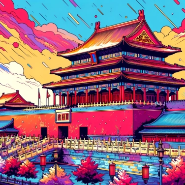 Erkläre warum ist die Verbotene Stadt in Peking rot gestrichen?