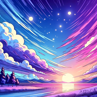 Erkläre warum kann der Himmel manchmal violett erscheinen bei Sonnenuntergang?