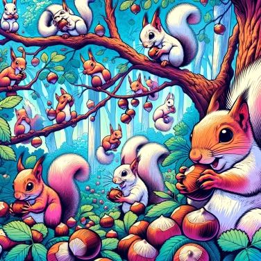 Erkläre warum knabbern Eichhörnchen an Haselnüssen?