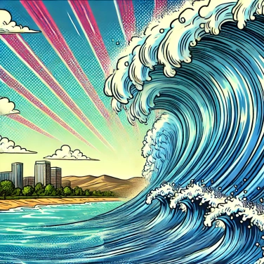 Erkläre warum können Tsunamis trotz ihrer geringen Amplitude auf hoher See unglaubliche Höhen erreichen?