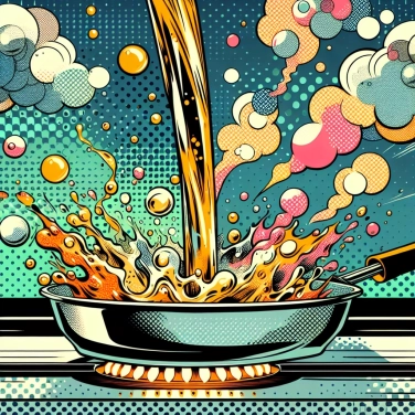 Erkläre warum Öl Wasser beim Kochen zum Zischen bringt.