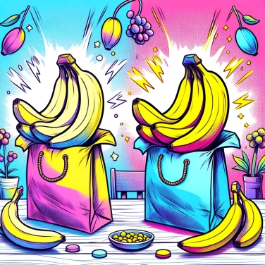 Erkläre warum reifen Bananen schneller in einer Papiertüte als auf einem Tisch?
