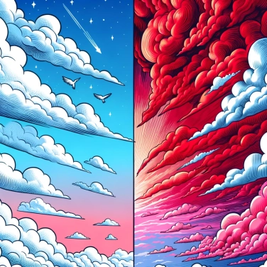 Erkläre warum sind die Wolken tagsüber weiß und abends rot?
