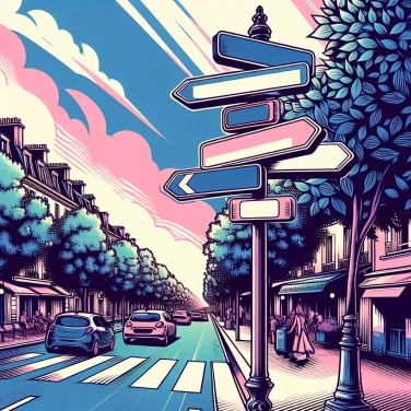 Erkläre warum Straßenschilder in Frankreich normalerweise blau und weiß sind?