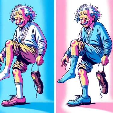 Erkläre warum trug Einstein Schuhe ohne Socken?