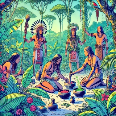 Erkläre warum verwenden amazonische Stämme spezifische Pflanzen für Rituale?