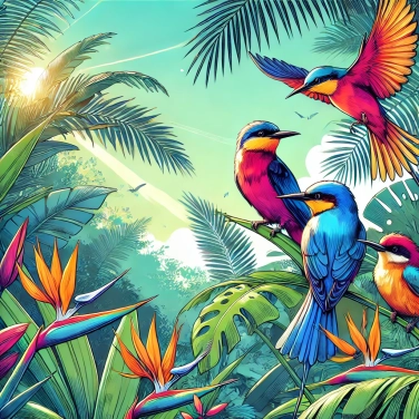 Erkläre warum Vögel mit lebendigen Farben oft in den Tropen leben.